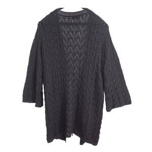 Women's Black Tie Front Bulky Long Sleeve Knit Sweater Size 12